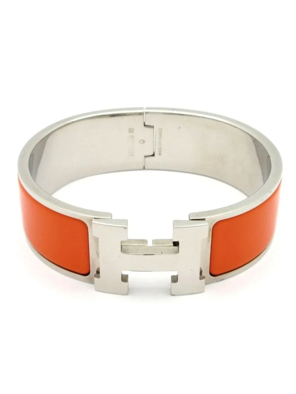 Hermes Bangle Clic Clac Silver Orange Bracelet